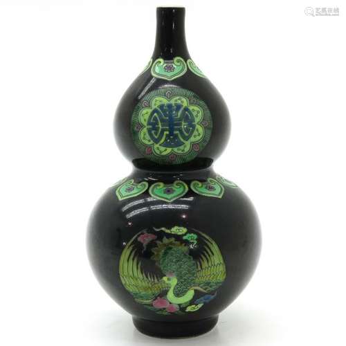 A Famille Noir Gourd Vase