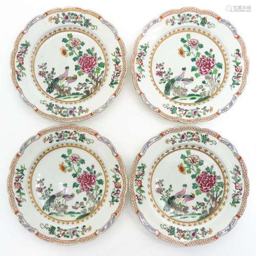 A Series of Four Famille Rose Plates