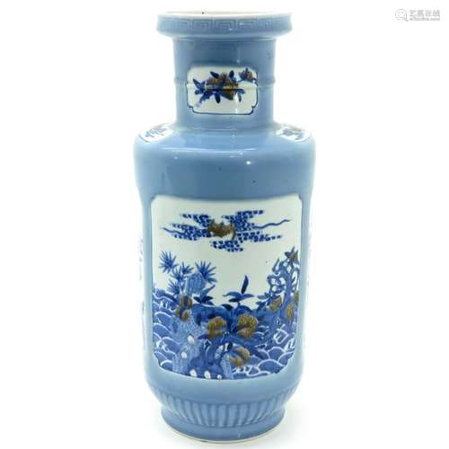 A Chinese Blue and White Rouleau Vase