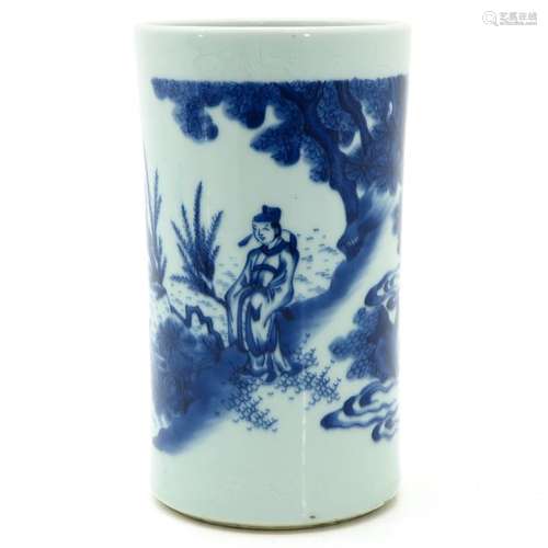 A Chinese Blue and White Brush Pot