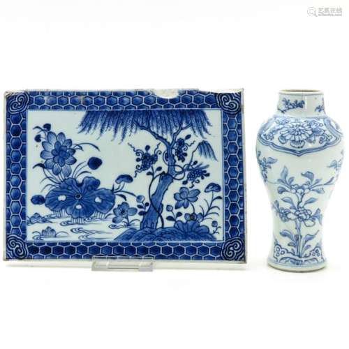 A Chinese Tile and Vase