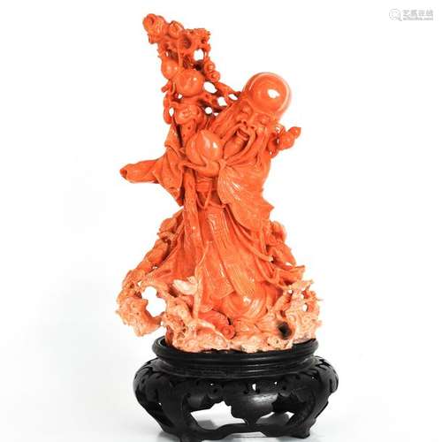 A Carved Red Coral Sculpture