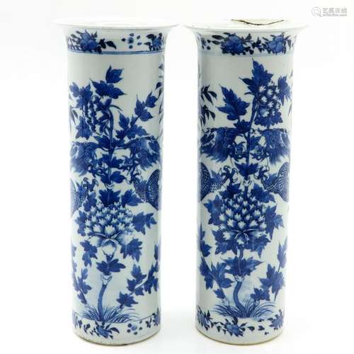 A Pair of Chinese Blue and White Vases