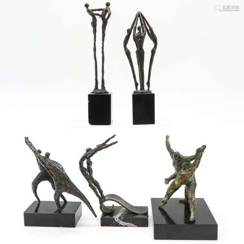 A Lot of Five Bronze Sculptures