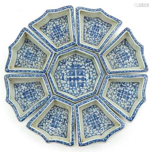 A Chinese Blue and White Divided Tray