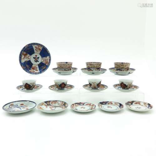 A Collection of Imari Cups and Saucers