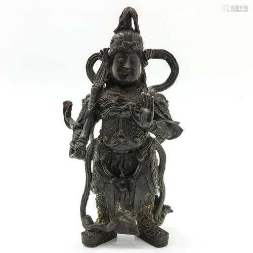 A Bronze Ming Warrior Guardian Sculpture