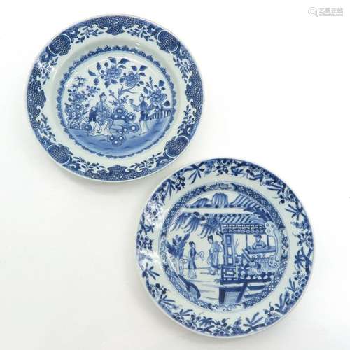 Two Chinese Blue and White Plates