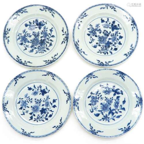 A Series of Four Chinese Blue and White Plates