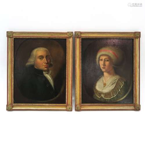 A Pair of 18th Century Portrait Paintings on Canva…