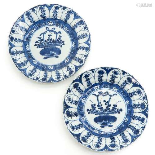 Two Chinese Blue and White Plates