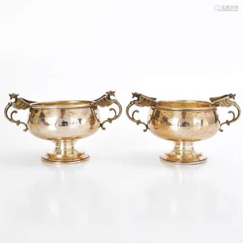 A Pair of English Silver Salt Cellars