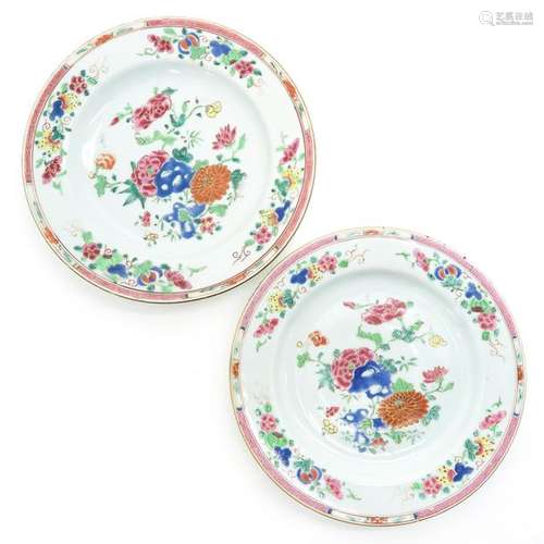 Two Chinese Famille Rose Plates