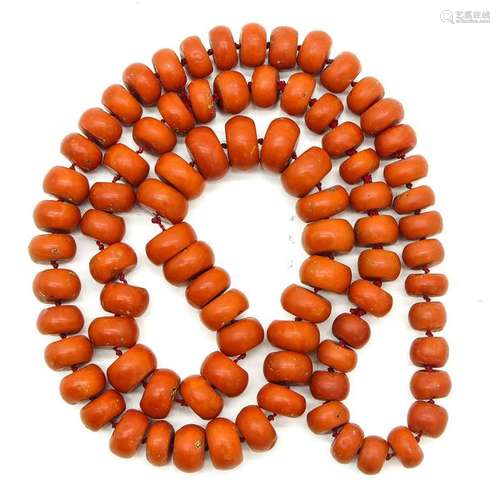 An Extremely Large 19th Century Red Coral Necklace