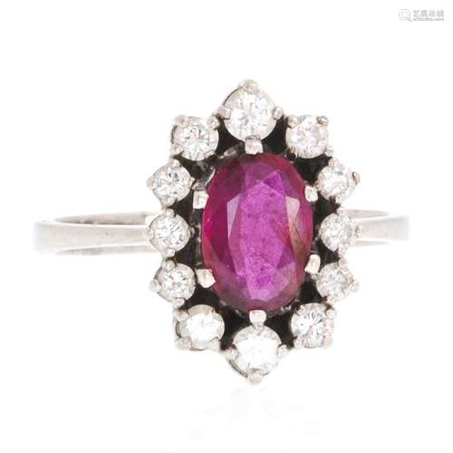 A 14KG Ladies Diamond and Ruby Ring