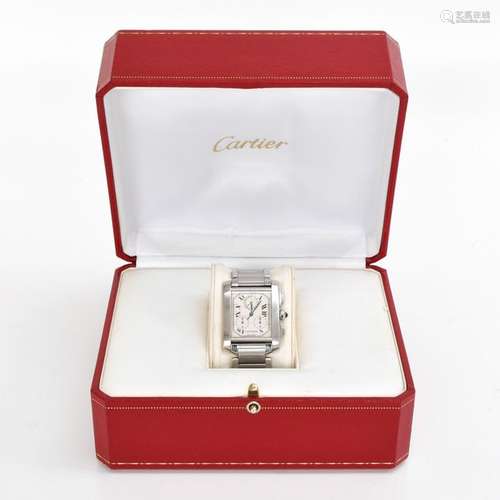 A Mens Tank Francaise Cartier Watch in Box