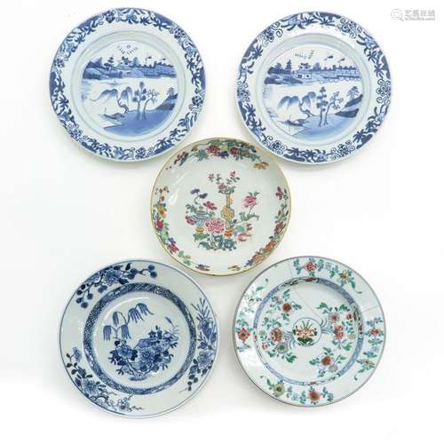 Five Chinese Porcelain Plates