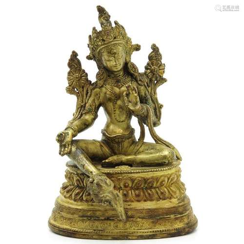 A Tibetan Bronze Tara Buddha Sculpture