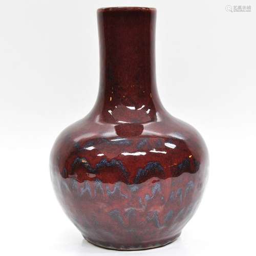 A Chinese Sang de Boeuf Decor Bottle Vase