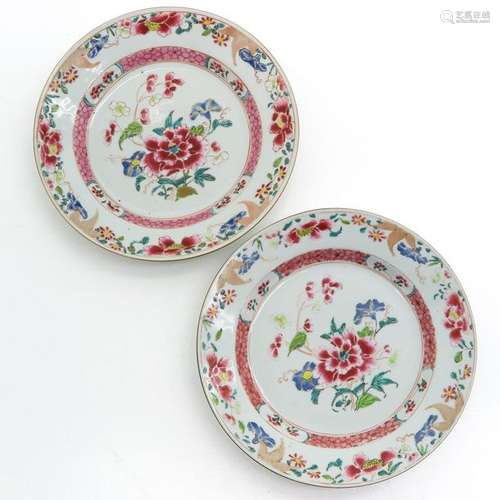 Two Chinese Famille Rose Plates