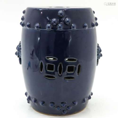 A Chinese Dark Blue Glazed Garden Seat