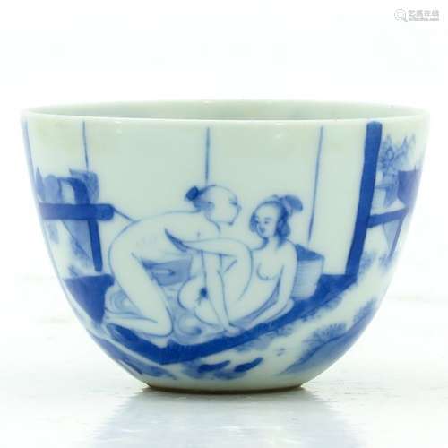 A Chinese Blue and White Erotic Cup