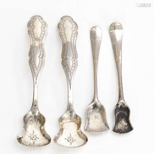 Four Dutch Silver Salt Scoops