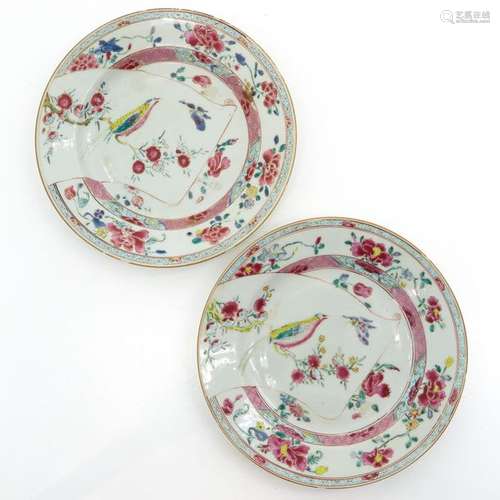 Two Chinese Famille Rose Plates