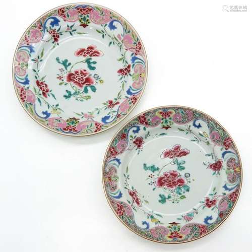 Two Chinese Famille Rose Plates