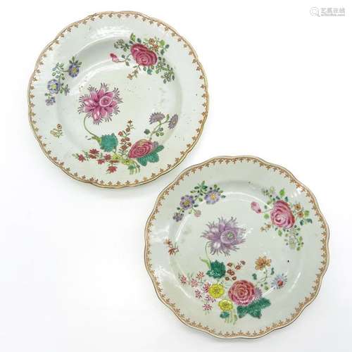 Two Chinese Famille Rose Plates