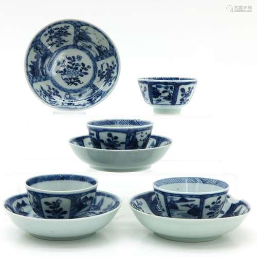 A Series of Four Chinese Cups and Saucers