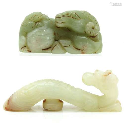 Two Chinese Carved Jade Sculptures