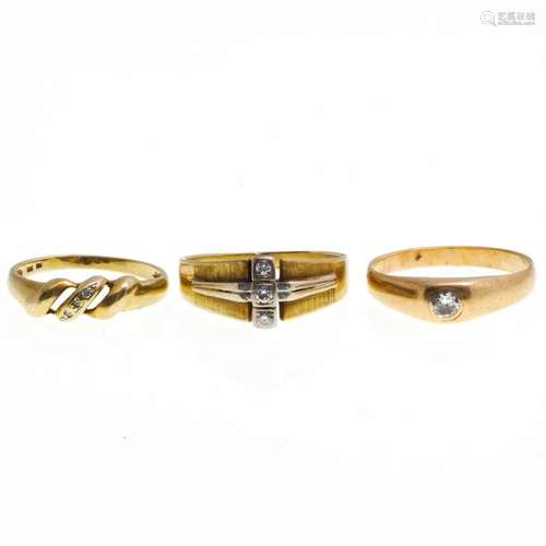 Three Gold and Diamond Rings