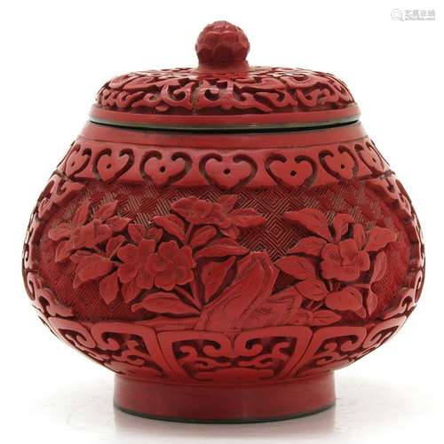 A Chinese Cinnabar Box with Cover