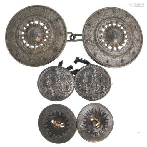 Three Pair of Pewter Broekstuken