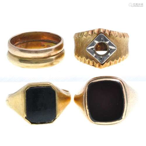 Four Mens Gold Rings