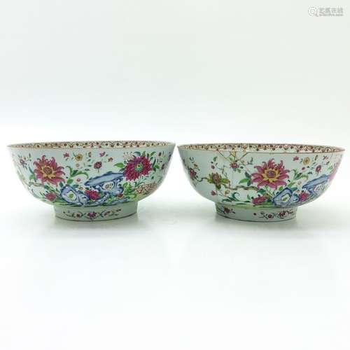 A Pair of Chinese Famille Rose Bowls