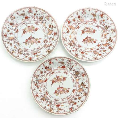 Three Chinese Milk and Blood Decor Plates