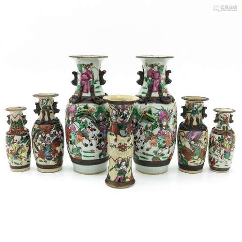 A Collection of Seven Nanking Vases