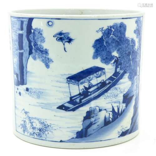 A Chinese Blue and White Brush Pot