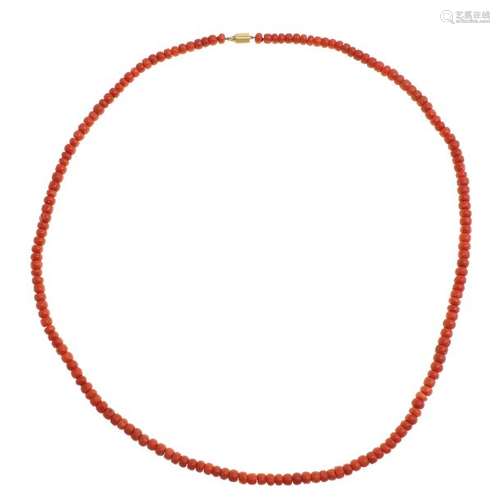 A Red Coral Necklace on 14KG Clasp