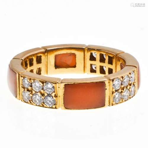 18KG Ladies Van Cleef & Arpels Diamond and Coral R…