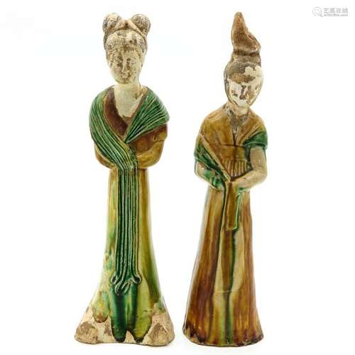 Two Chinese Terracotta Court Ladies