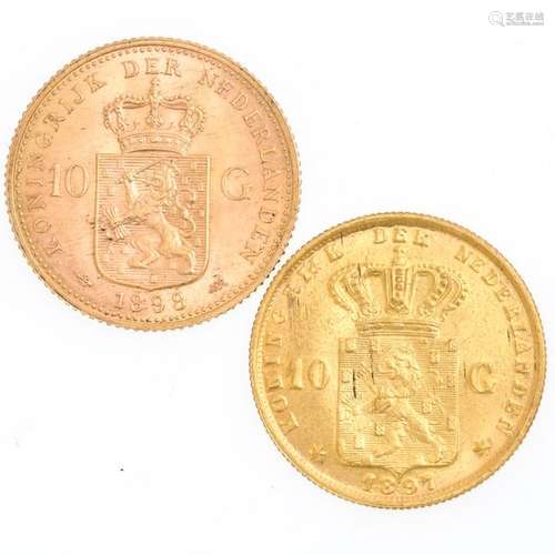 Two Gold Ten Guilder Coins