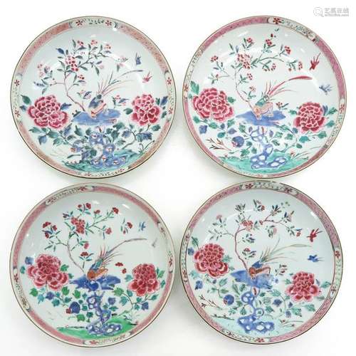 Four Famille Rose Plates