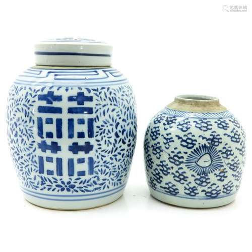 Two Chinese Blue and White Ginger Jars