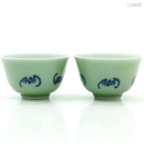 A Pair of Chinese Celadon Cups