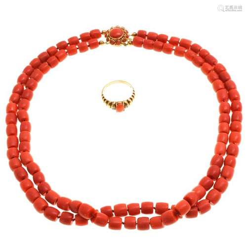 A Red Coral Necklace and Ring