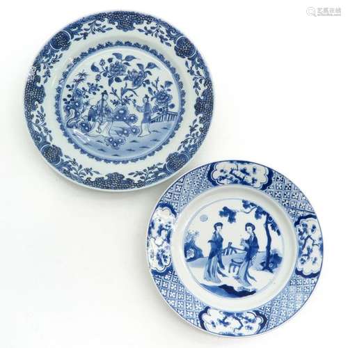 Two Chinese Blue and White Plates