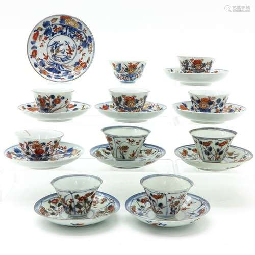 A Diverse Collection of Imari Cups and Saucers